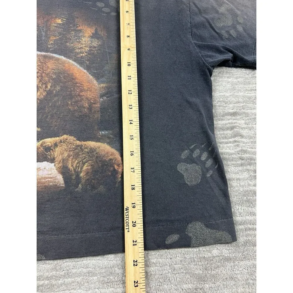 Vintage CMJ 90s Shirt Adult‎ Large Black All over Print Single Stitch Bear